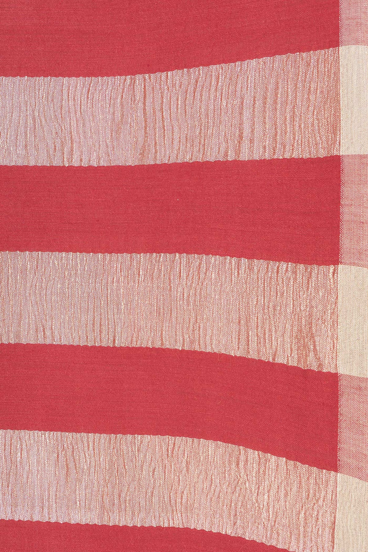 Border image of Red Dual Tone Tussar Silk Saree with Stripes on the body and Zari Border. 