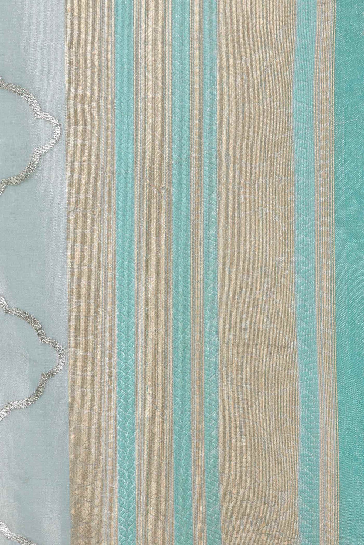 Border image of Light Blue Organza Silk Saree with Embroidery on the body and Zari Border