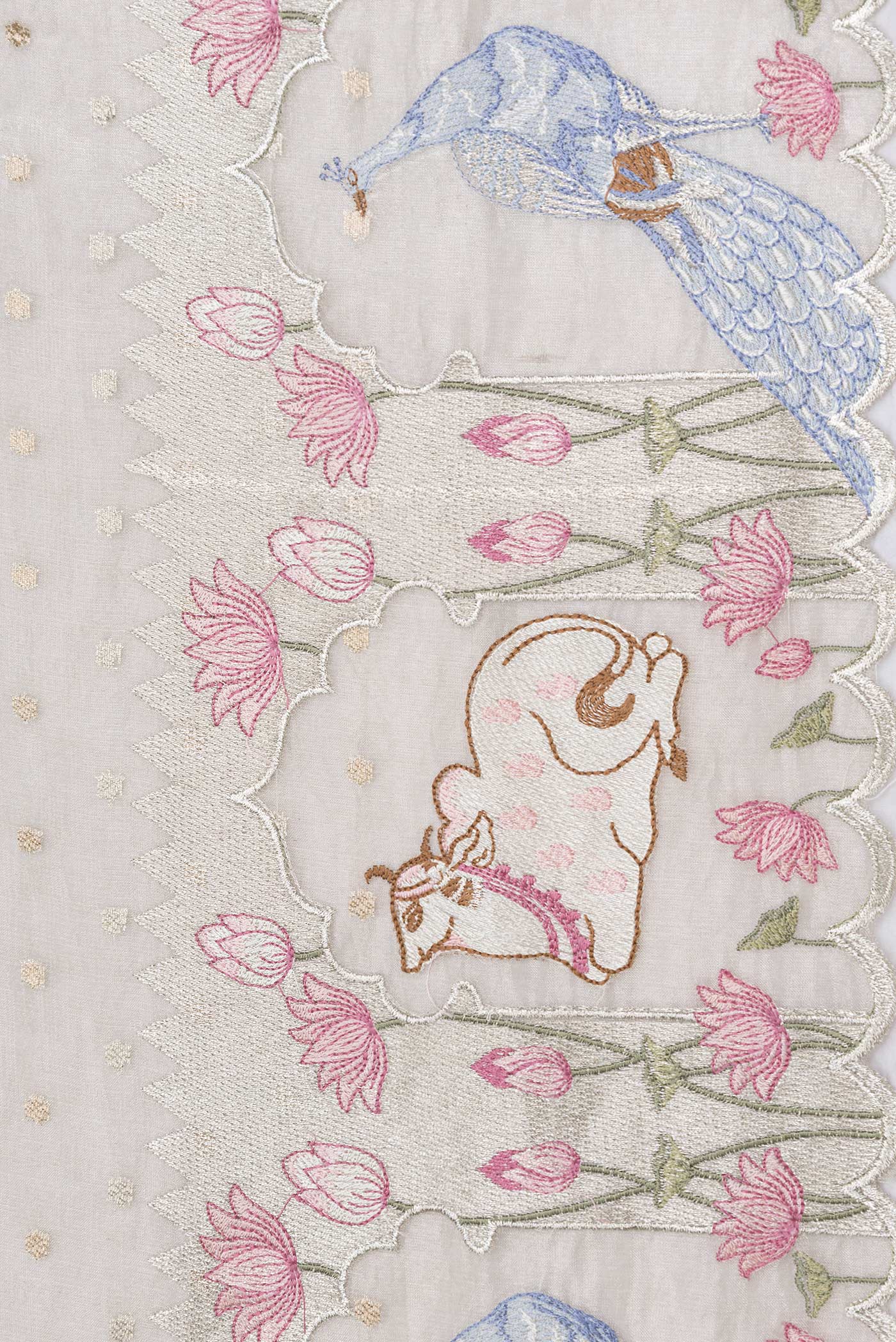 Border image of Pista Green Dual Tone Organza Silk Saree with Zari Butta on the body and Fancy Border. 