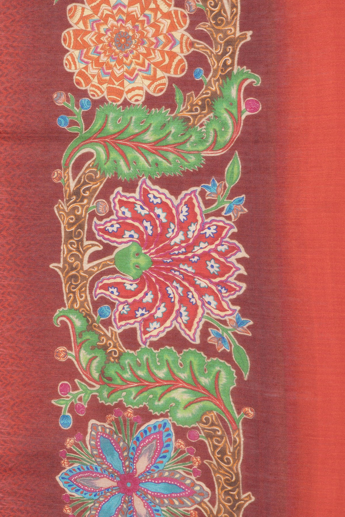 Border image of Red Dual Tone Chanderi Silk Saree with Printed design on the body and Fancy Border. 