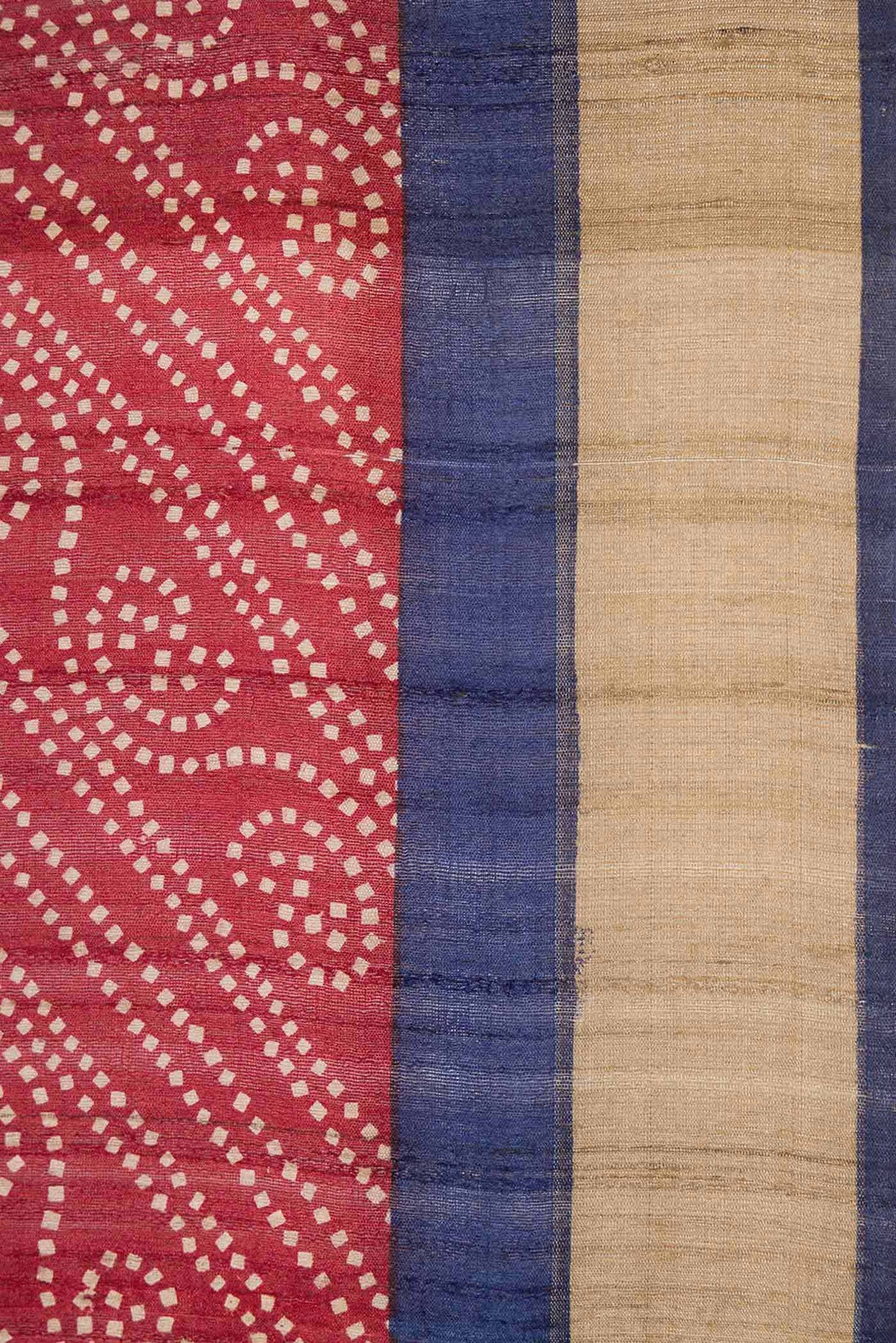 Border image of Dark Pink Dual Tone Tussar Silk Saree with Printed design on the body and Zari Border