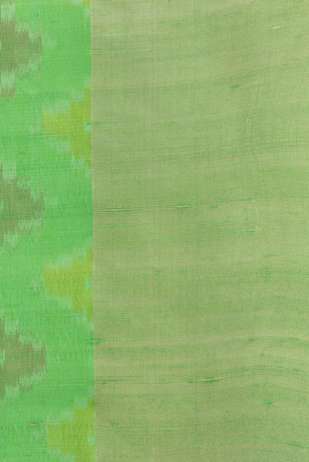 Border image of Green Dual Tone Raw Silk Saree with Ikat Print on the body and Zari Border. 