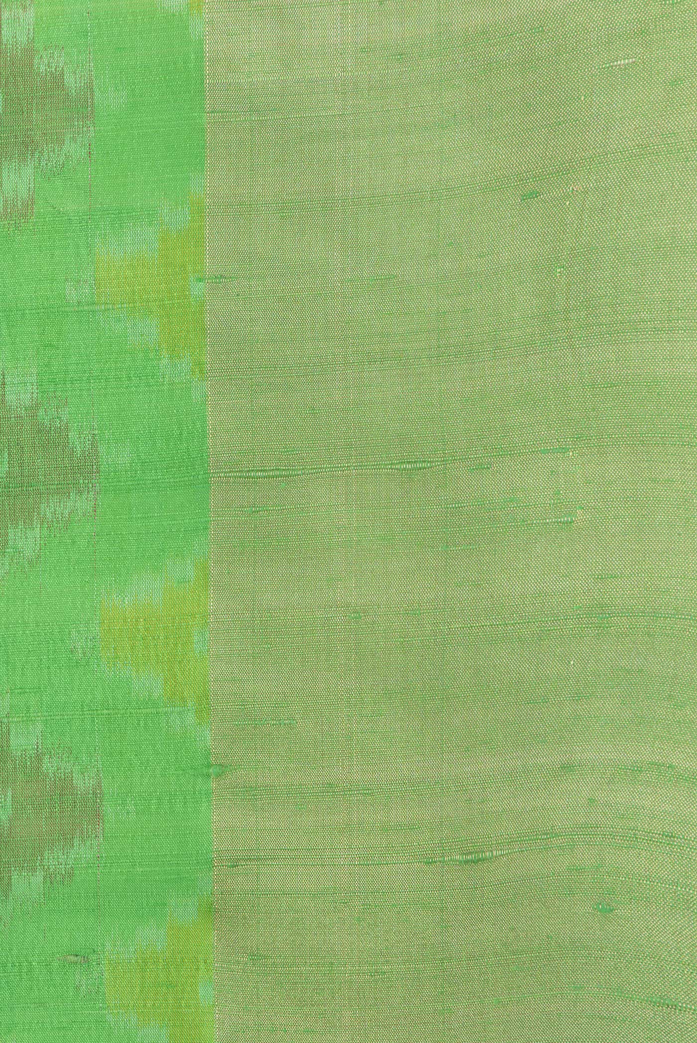 Border image of Green Dual Tone Raw Silk Saree with Ikat Print on the body and Zari Border. 