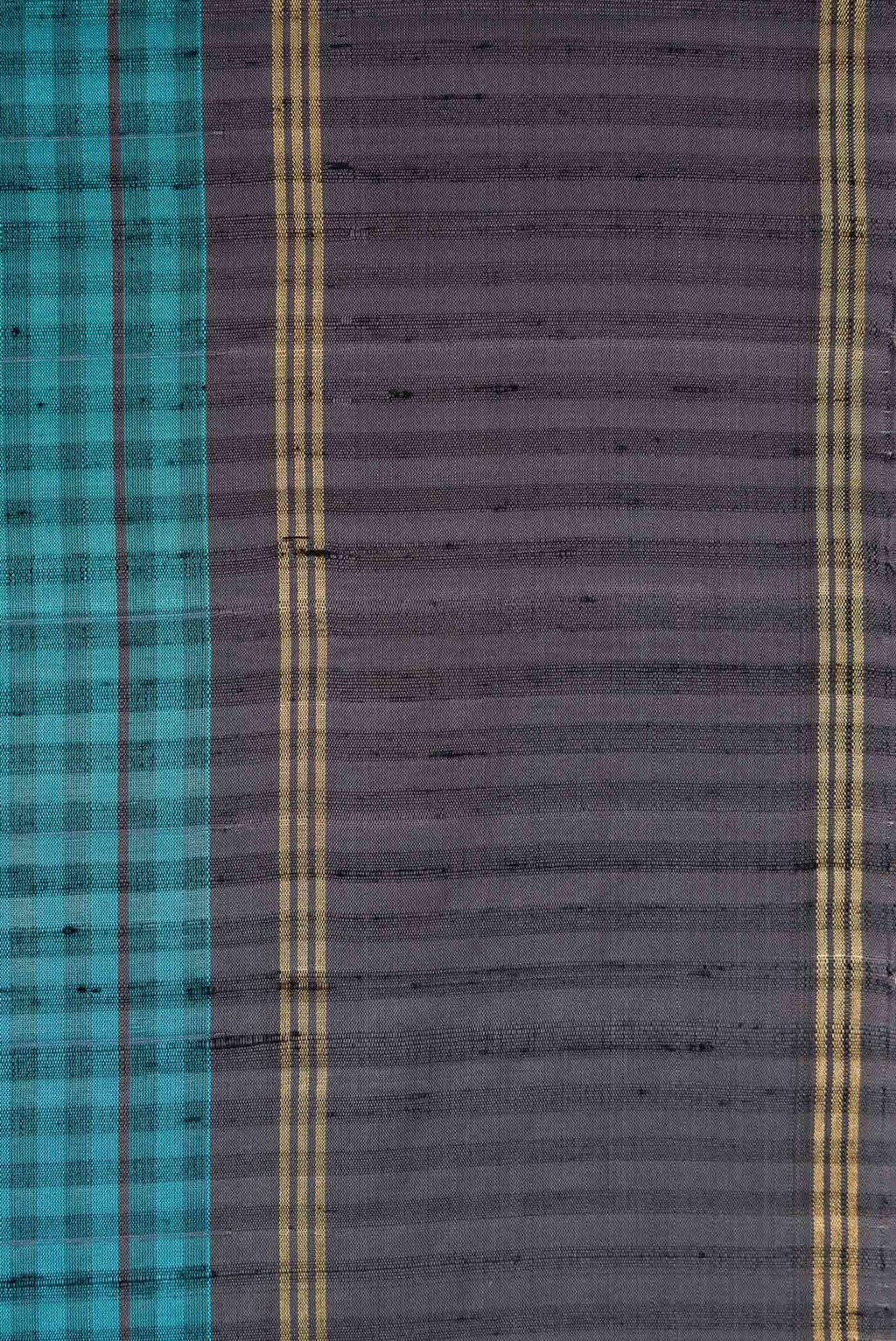 Border image of Maya Blue Dual Tone Soft Silk Saree with Checked design on the body and Zari Border