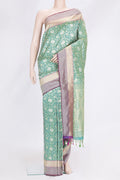 Green Dual Tone Blended Banarasi Silk Saree with Zari Brocade on the body and Zari Border.  displayed on a mannequin