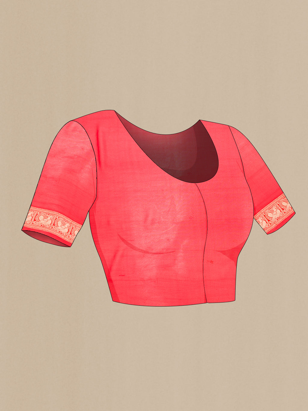 Close up image of the blouse of Pink Dual Tone Banarasi Georgette Saree with Zari Brocade on the body and Fancy Border. 