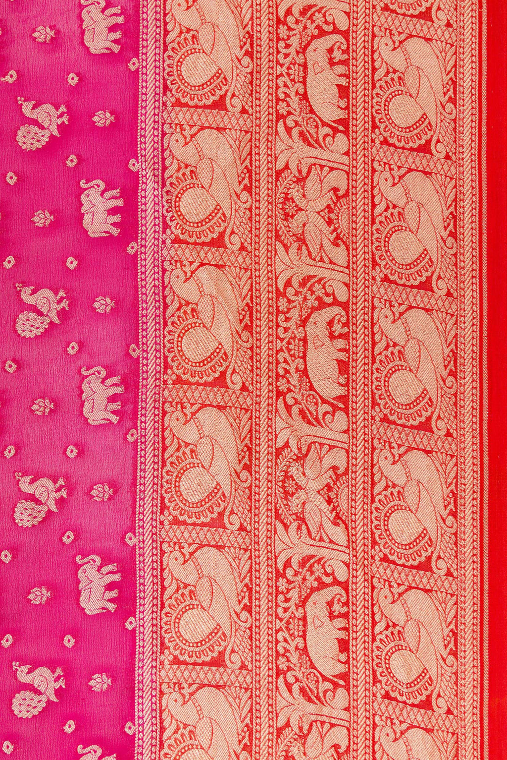 Border image of Pink Dual Tone Banarasi Georgette Saree with Zari Brocade on the body and Fancy Border. 
