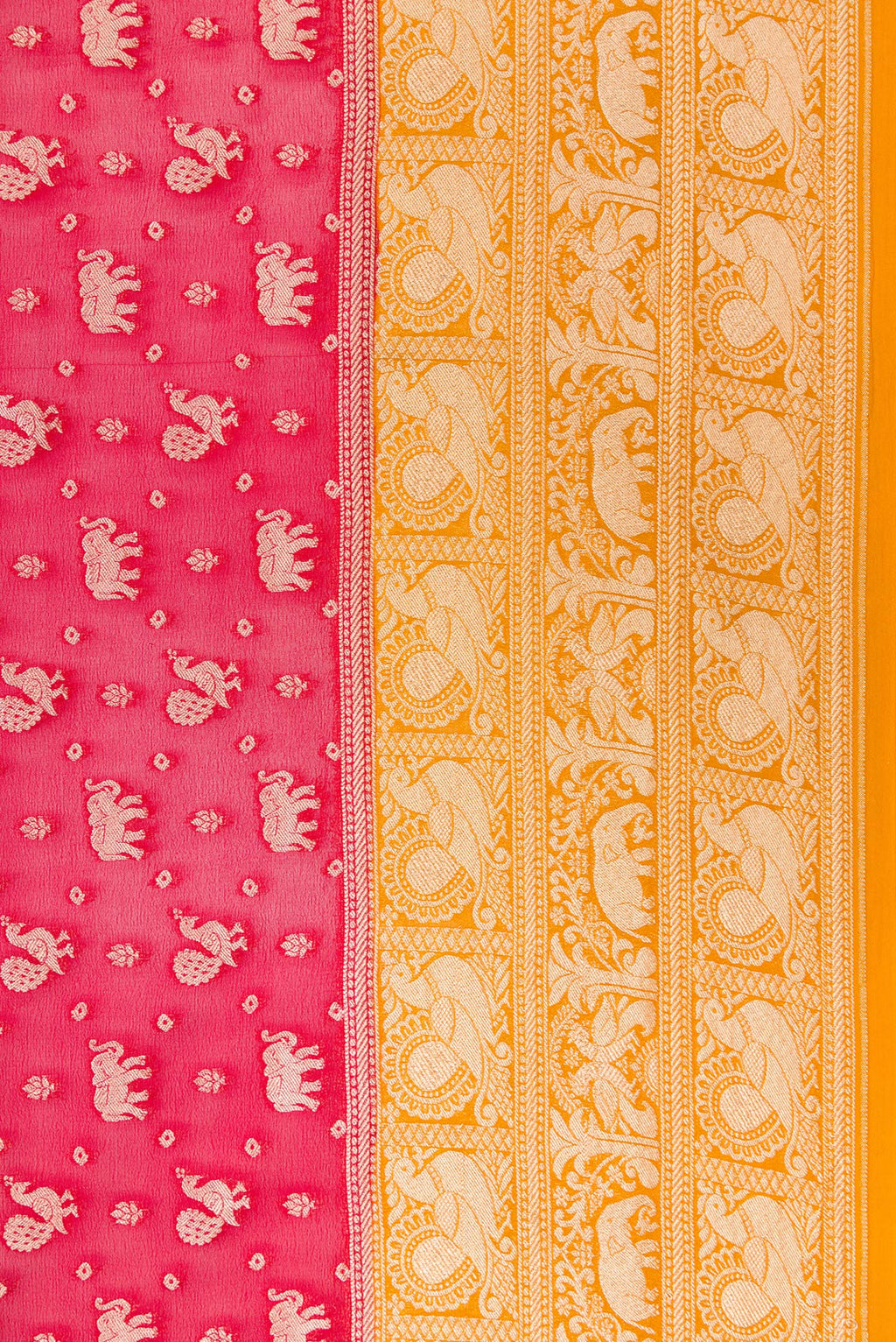 Border image of Maroon Dual Tone Banarasi Georgette Saree with Zari Butta on the body and Zari Border. 