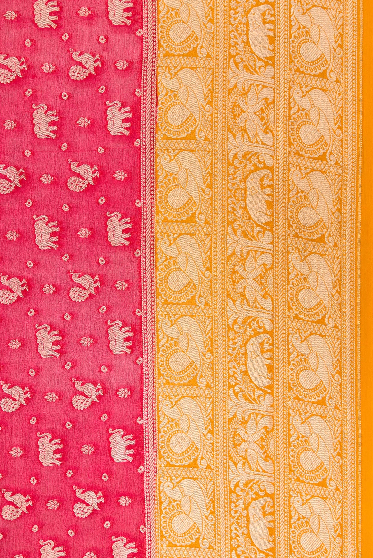 Border image of Maroon Dual Tone Banarasi Georgette Saree with Zari Butta on the body and Zari Border. 