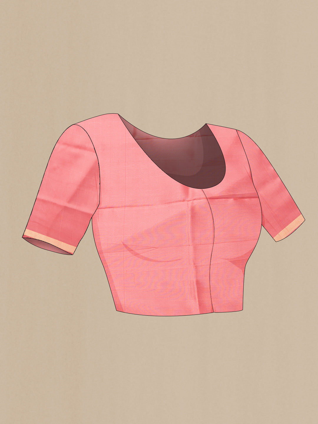 Close up image of the blouse of Pink Dual Tone Uppada Silk Saree with Zari And Thread Butta on the body and Zari Border. 