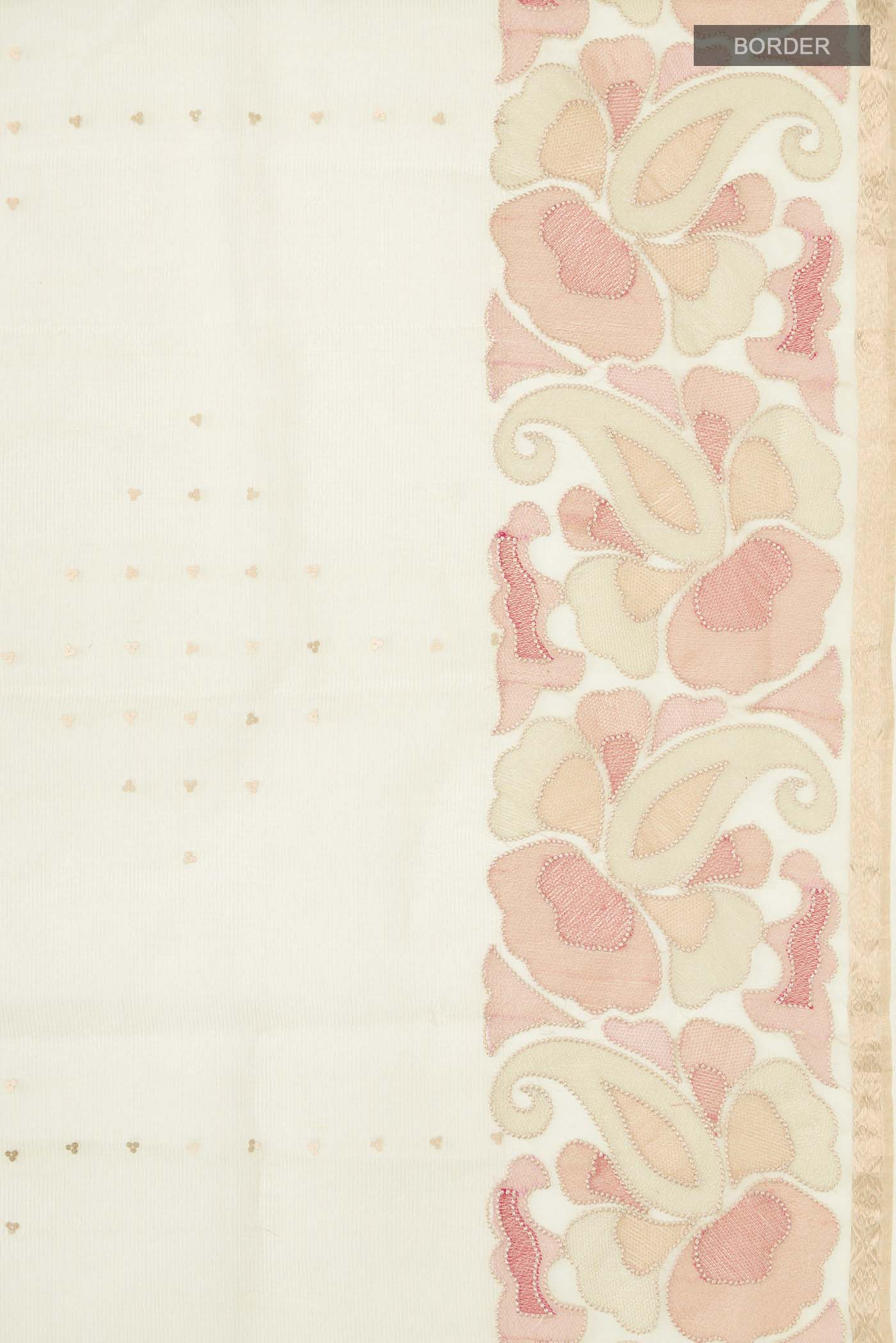 Border image of Yellow Organza Silk Saree with Embroidery on the body and Embroidery Border