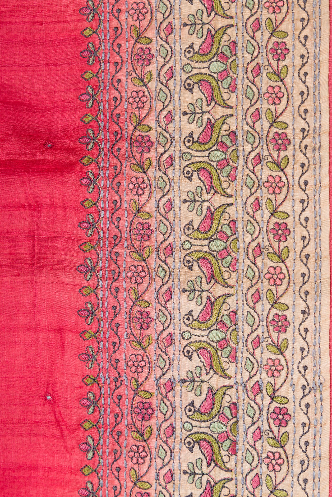 Border image of Pink Dual Tone Tussar Silk Saree with Embroidery on the body and Embroidery Border. 