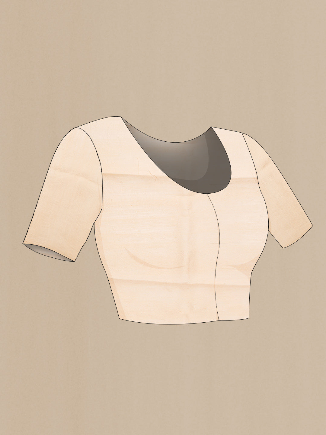 Close up image of the blouse of Beige Dual Tone Tussar Silk Saree with Embroidery on the body and Without Border