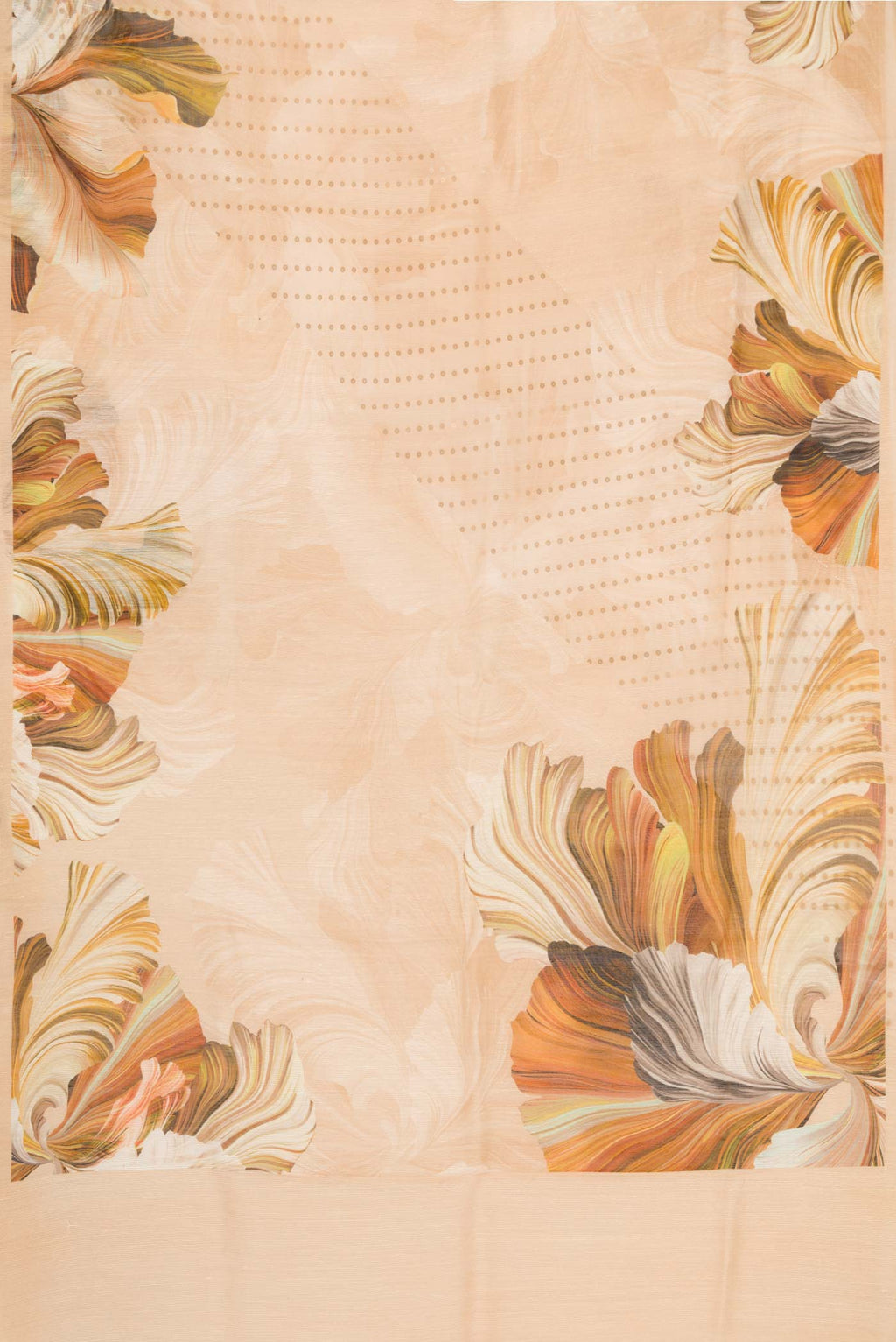 Flat view of Beige Dual Tone Tussar Silk Saree with Embroidery on the body and Without Border