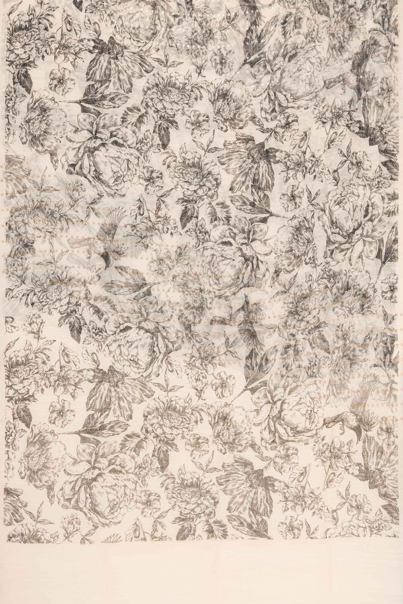 Flat view of Sandal Dual Tone Tussar Silk Saree with Embroidery on the body and Without Border