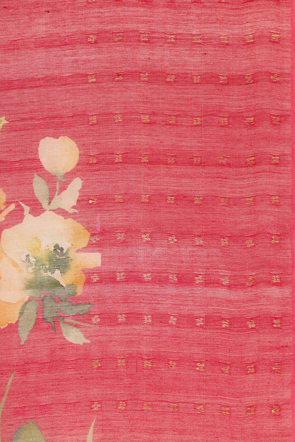 Border image of Dark Pink Dual Tone Tussar Silk Saree with Printed design on the body and Embroidery Border. 