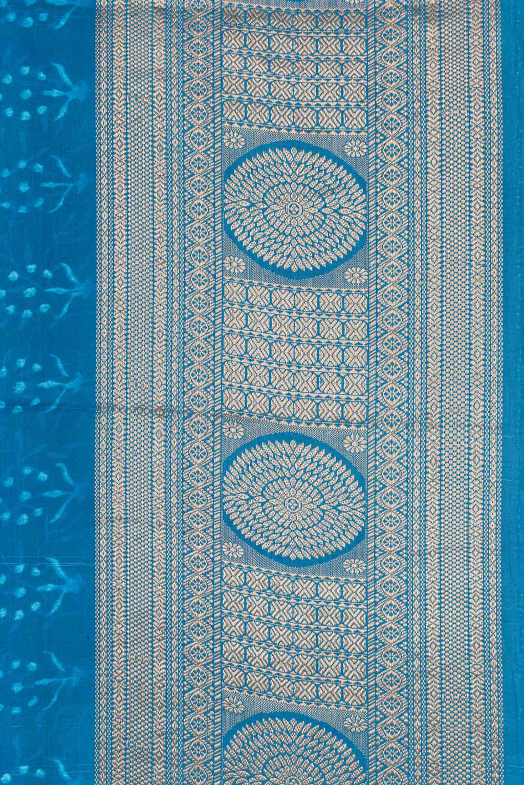 Border image of Blue Dual Tone Kanchipuram Silk Saree with Printed design on the body and Zari Border