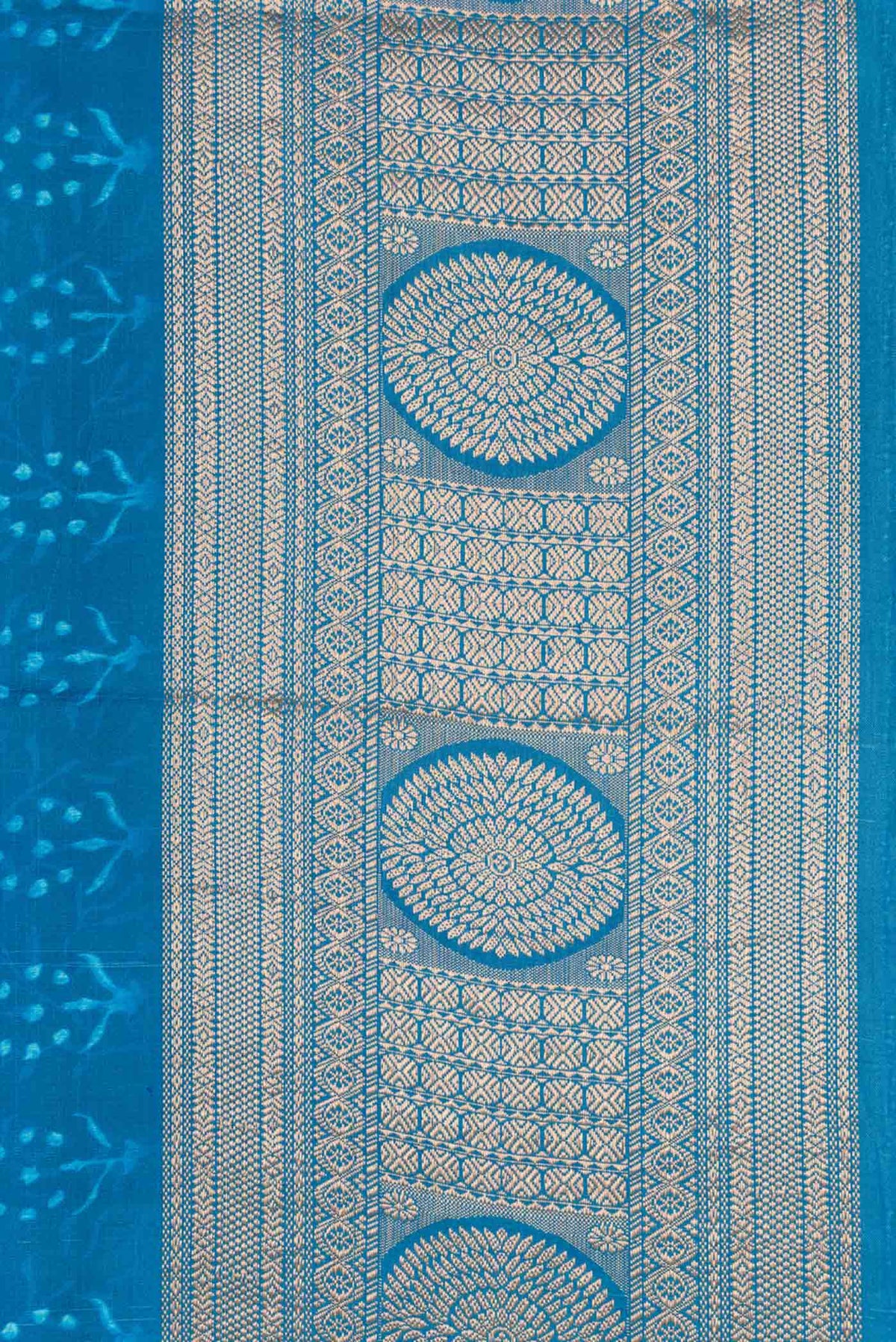 Border image of Blue Dual Tone Kanchipuram Silk Saree with Printed design on the body and Zari Border