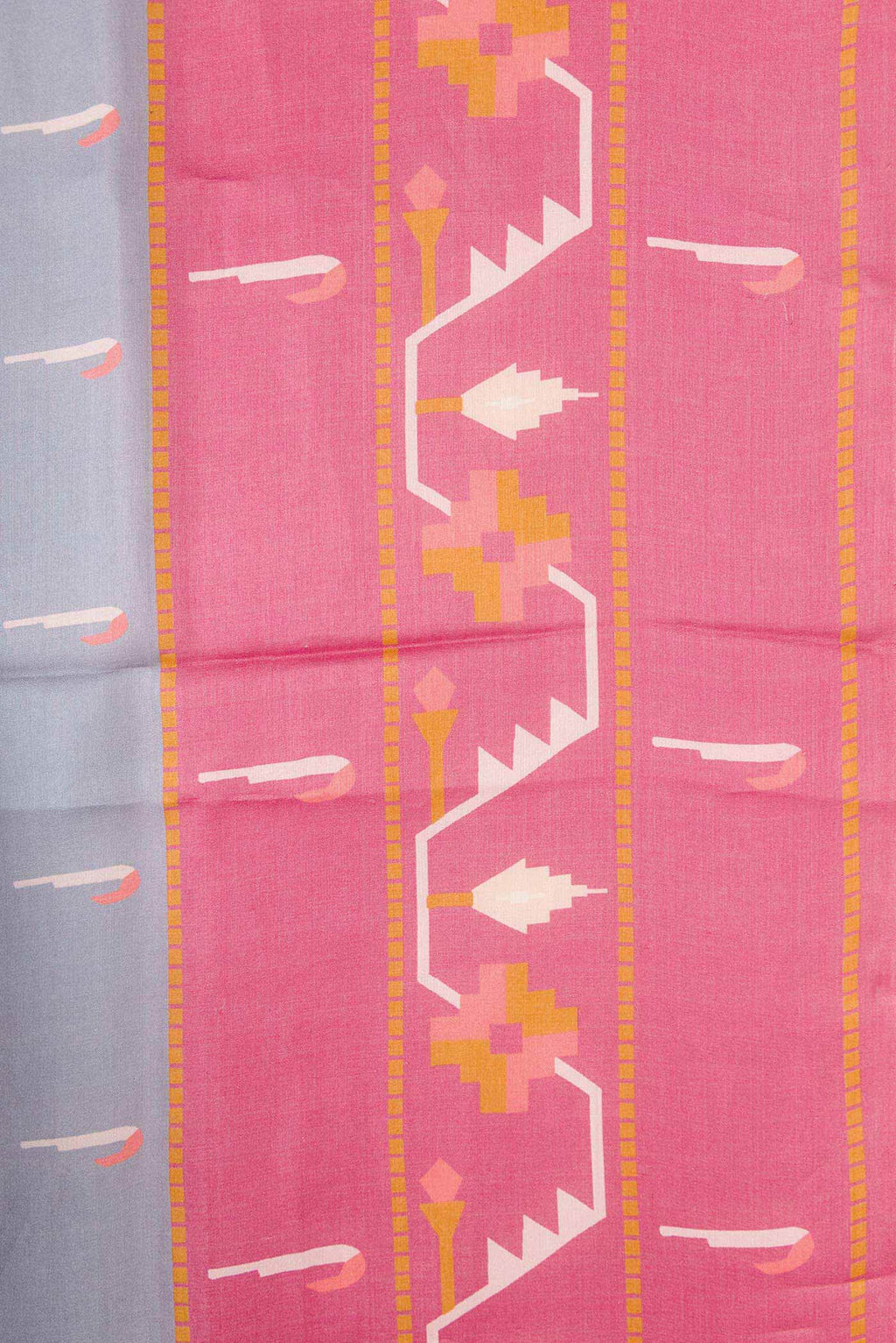 Border image of Grey Dual Tone Tussar Silk Saree with Thread Butta on the body and Thread Border