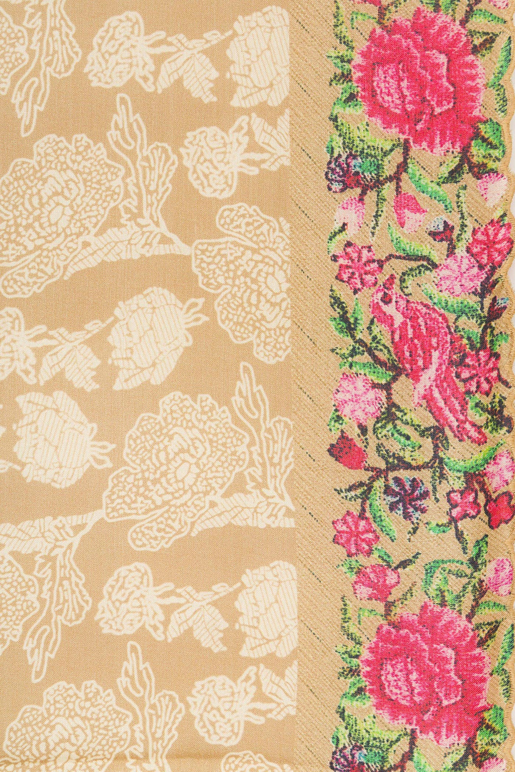 Border image of Beige Dual Tone Tussar Silk Saree with Printed design on the body and Printed Border. 
