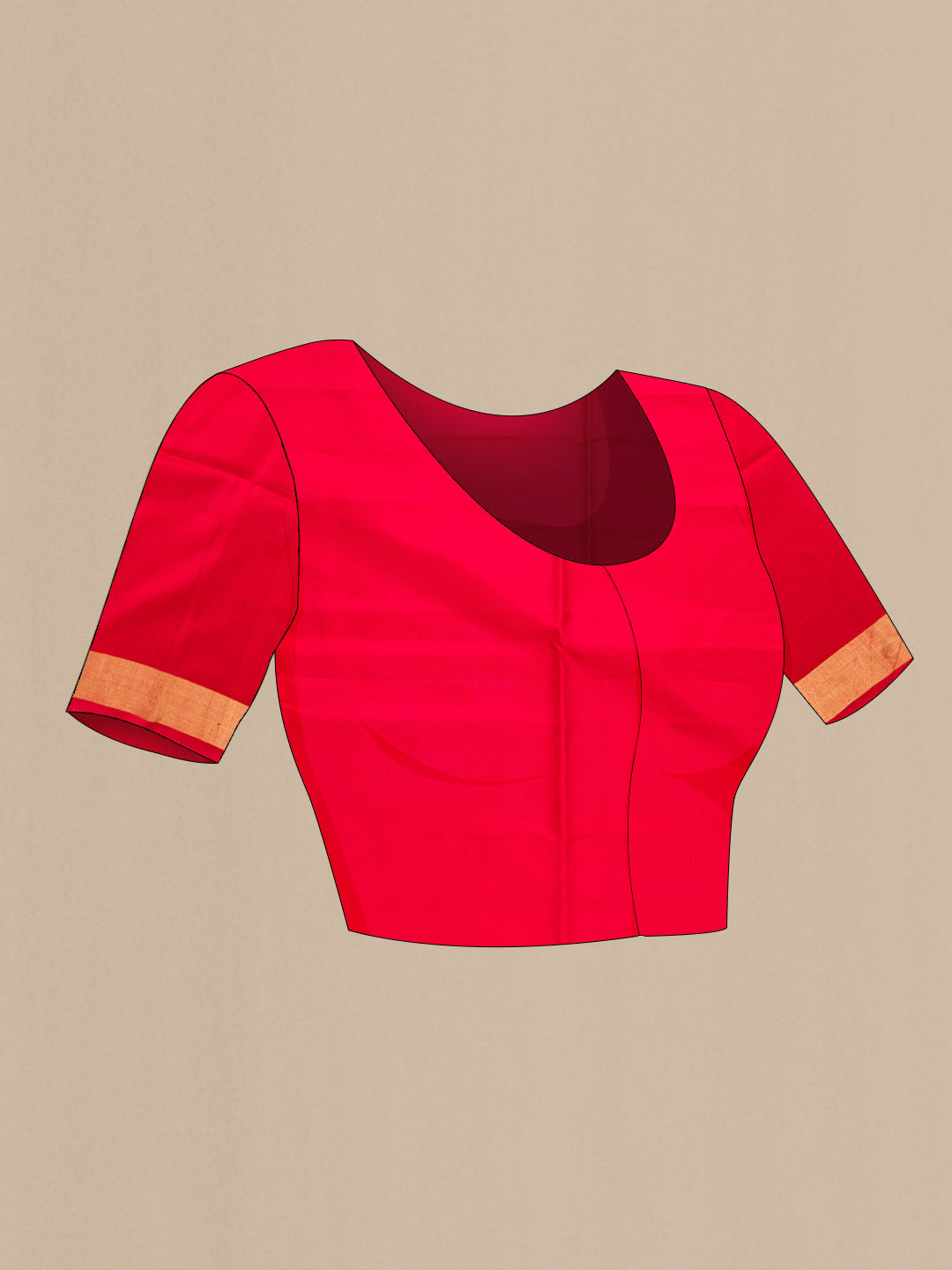 Close up image of the blouse of Black Dual Tone Soft Silk Saree with Ikat Print on the body and Ikat Border. 