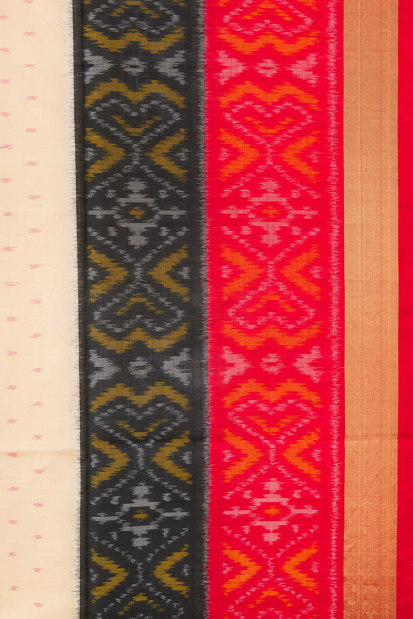 Border image of Sandal Dual Tone Soft Silk Saree with Ikat Print on the body and Ikat Border. 