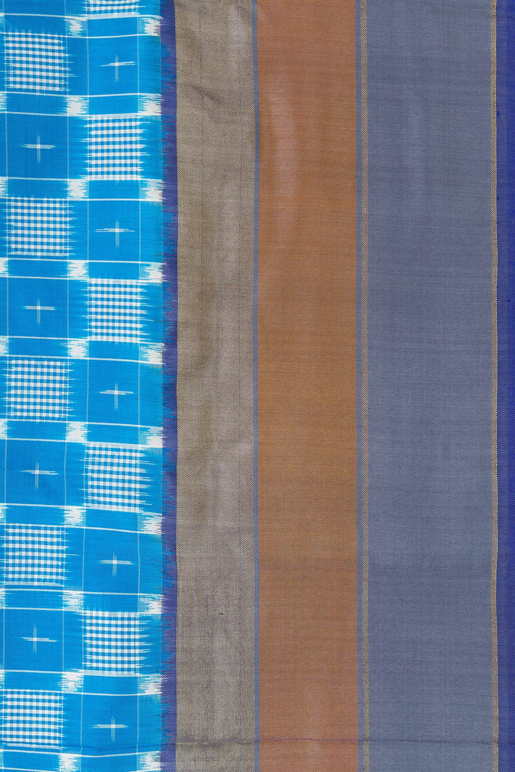 Border image of Sky Blue Dual Tone Double Ikat Saree with Ikat Print on the body and Zari Border. 