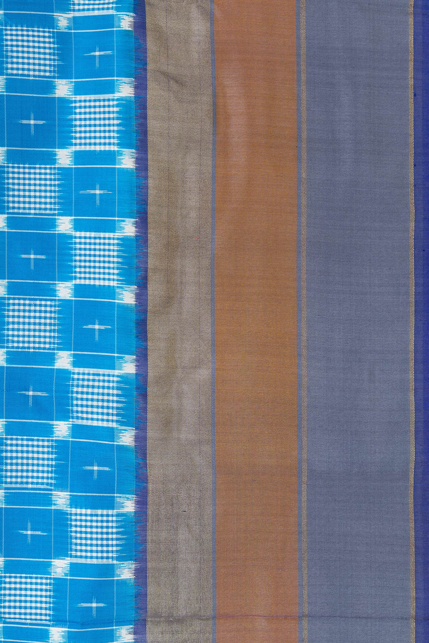 Border image of Sky Blue Dual Tone Double Ikat Saree with Ikat Print on the body and Zari Border. 