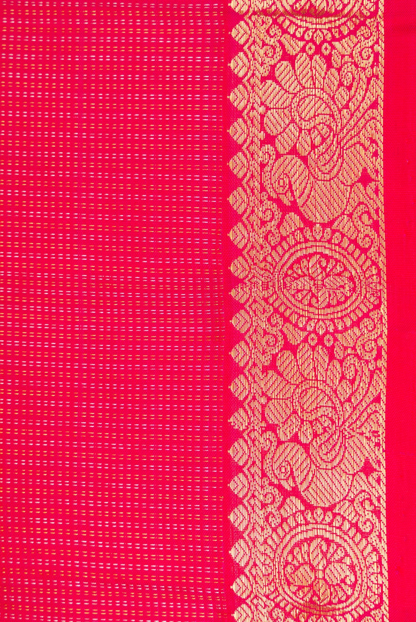Border image of Pink Dual Tone Kanchipuram Silk Saree with Stripes on the body and Zari Border. 