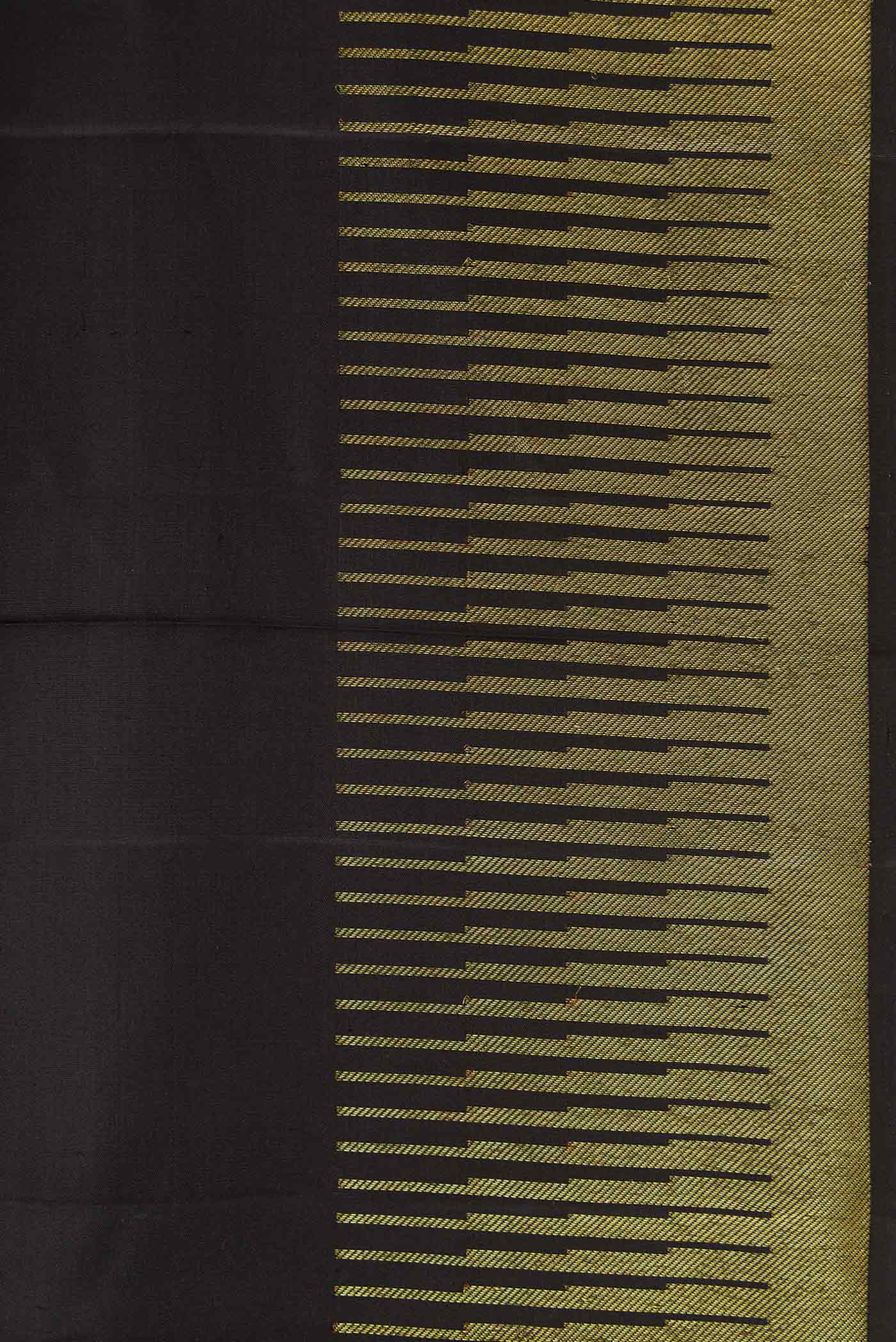 Border image of Black Dual Tone Kanchipuram Silk Saree with Plain Body and Fancy Border. 