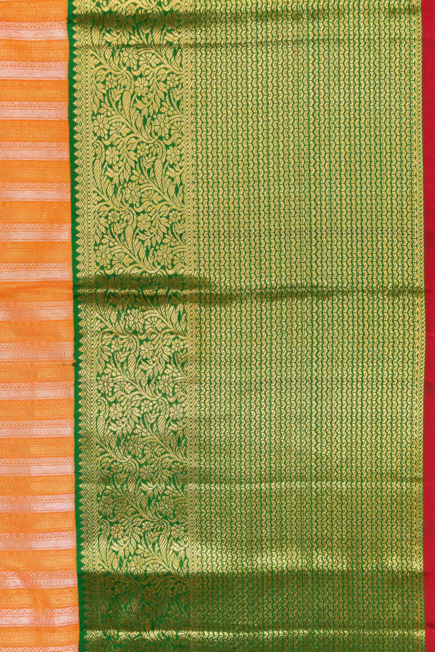 Border image of Peach Dual Tone Kanchipuram Silk Saree with Zari Brocade on the body and Zari Border. 