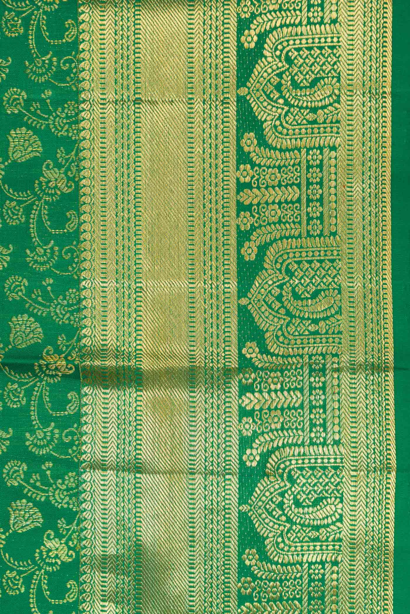 Border image of Green Dual Tone Kanchipuram Silk Saree with Zari Brocade on the body and Zari Border