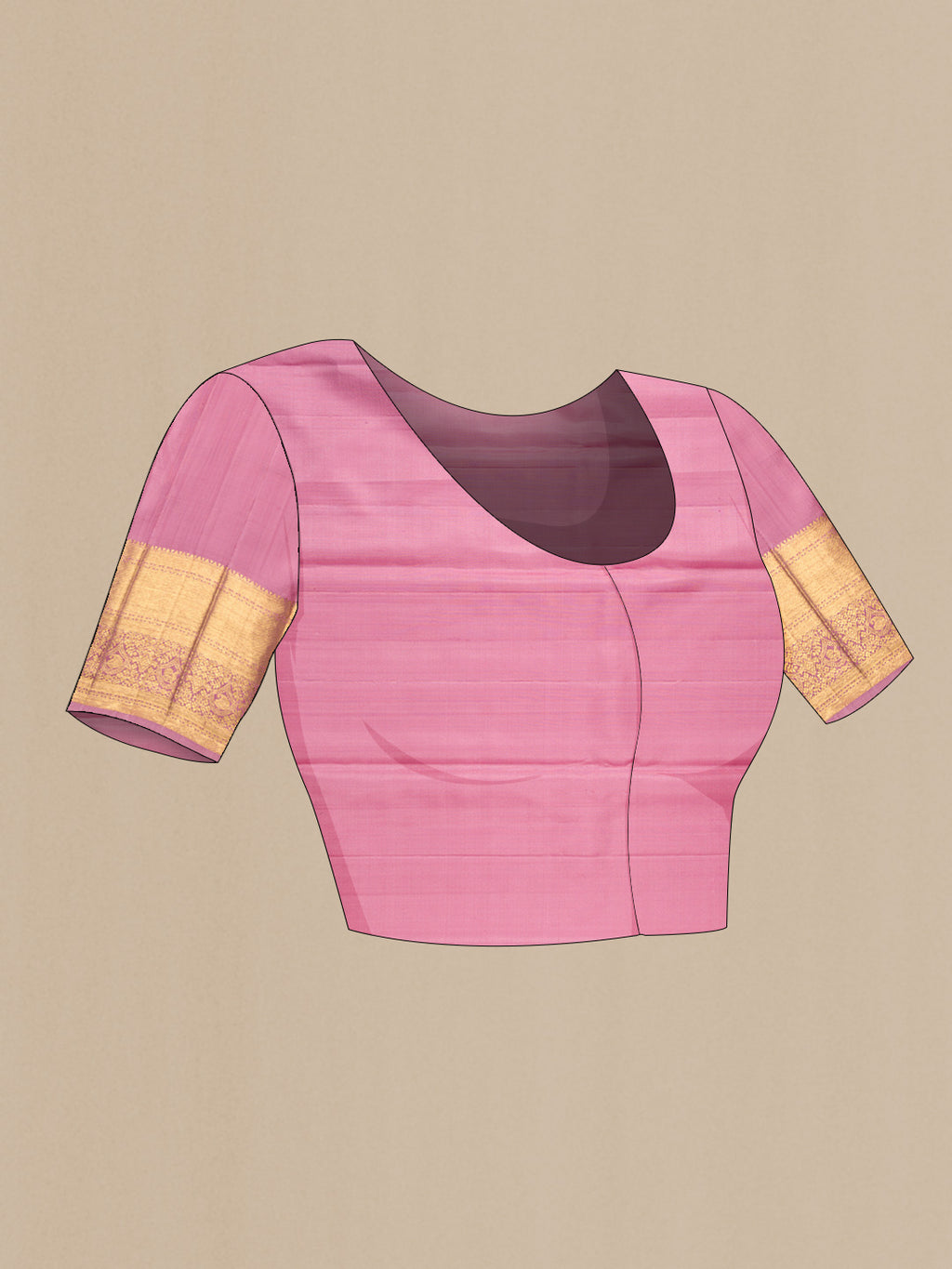 Close up image of the blouse of Grey Dual Tone Kanchipuram Silk Saree with Zari Brocade on the body and Zari Border. 