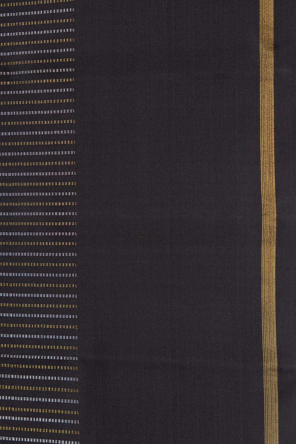 Border image of Pure Silk Pure Zari Black Dual Tone Kanchipuram Saree with Stripes on the body and Zari Border. 