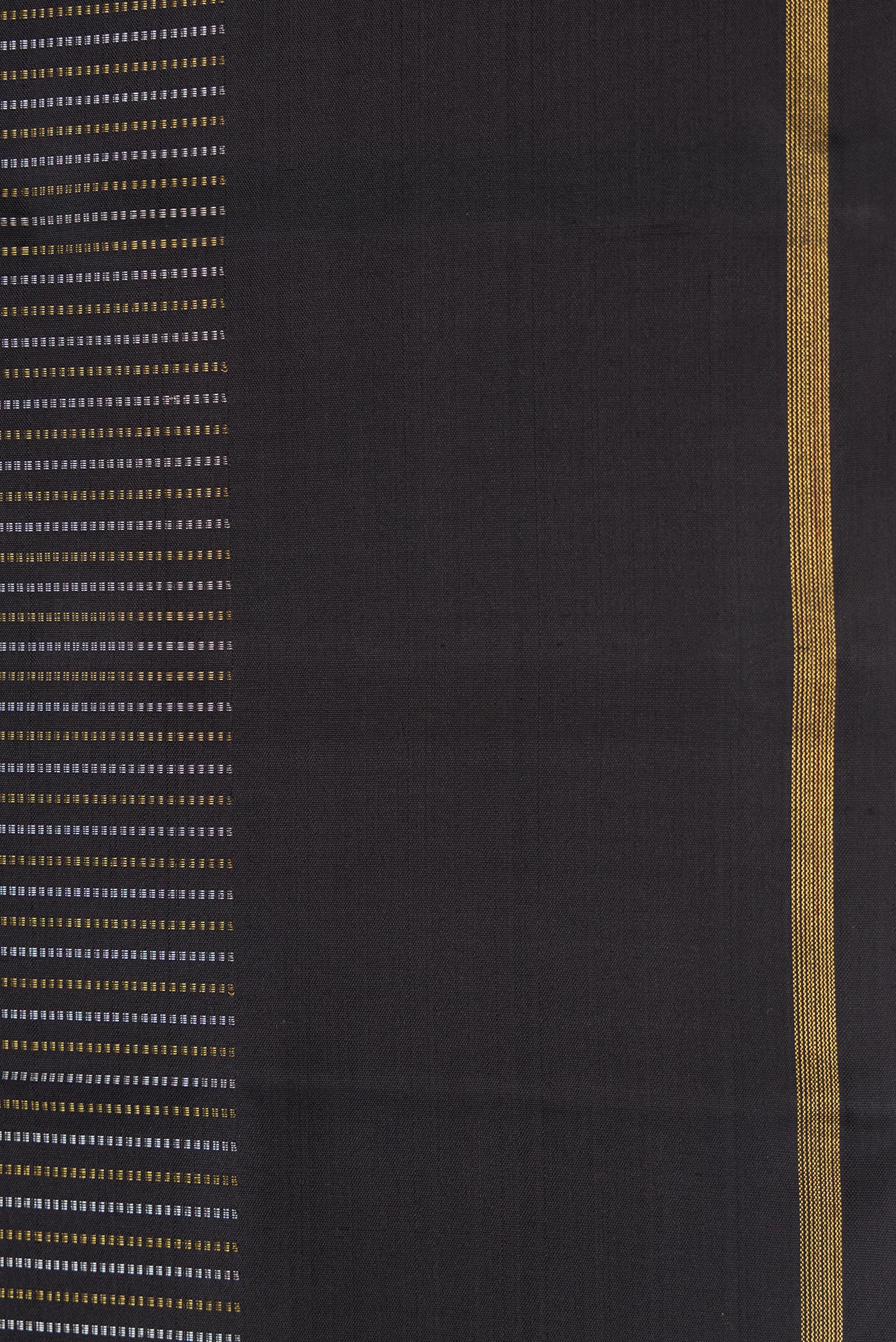Border image of Pure Silk Pure Zari Black Dual Tone Kanchipuram Saree with Stripes on the body and Zari Border. 