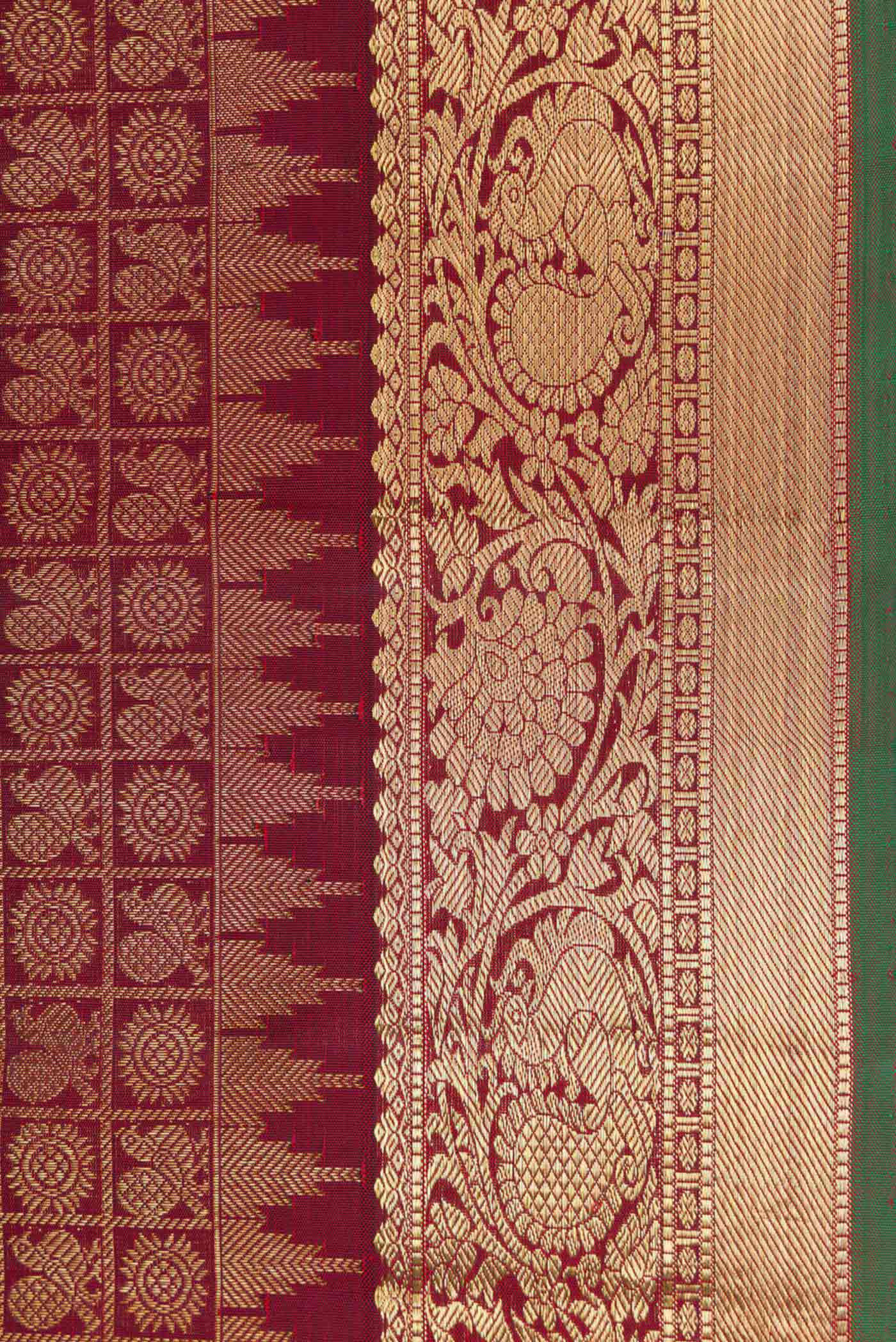 Border image of Maroon Dual Tone Kanchipuram Silk Saree with Zari Brocade on the body and Zari Border