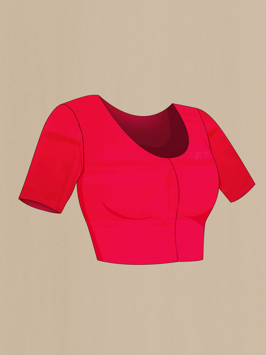 Close up image of the blouse of Red Dual Tone Kanjivaram Silk Saree with Zari Brocade on the body and Zari Border. 