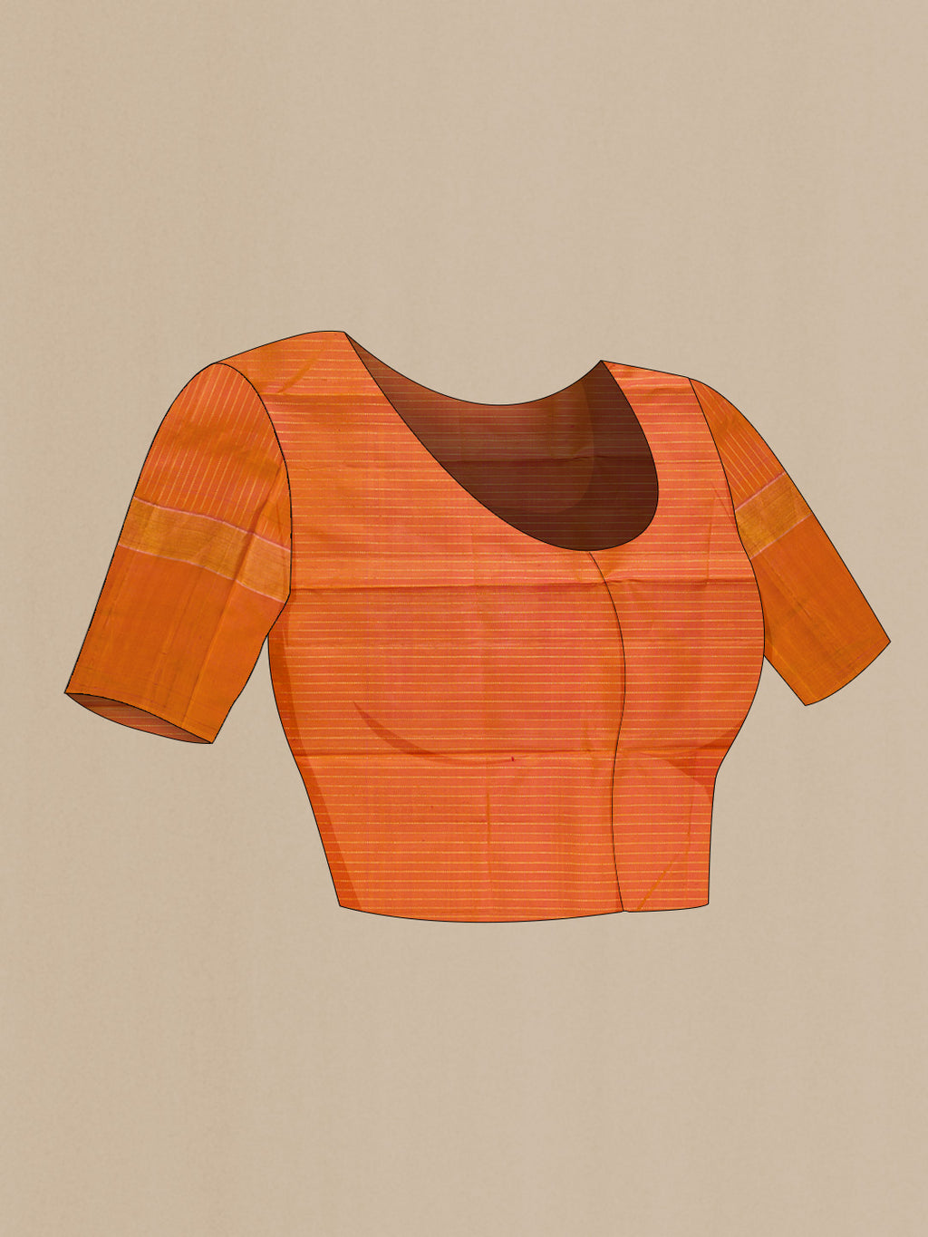 Close up image of the blouse of Blue Dual Tone Kanchipuram Silk Saree with Stripes on the body and Zari Border