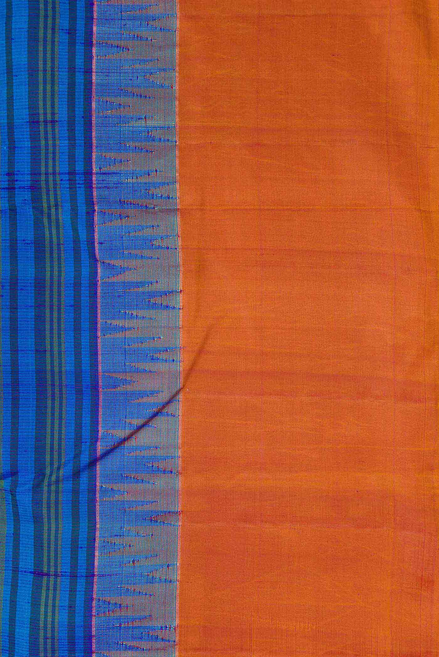 Border image of Blue Dual Tone Kanchipuram Silk Saree with Stripes on the body and Zari Border