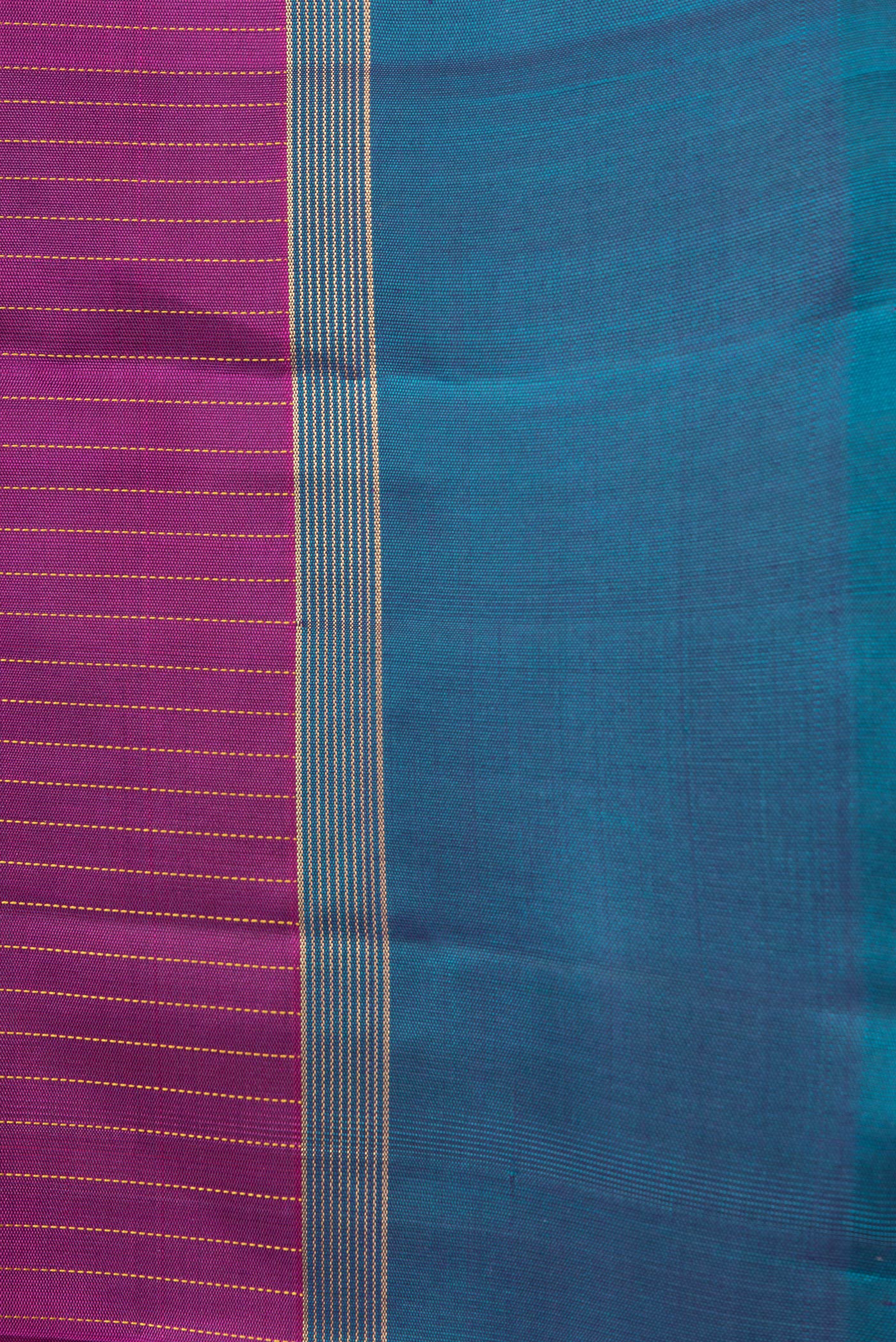 Border image of Magenta Dual Tone Kanjivaram Silk Saree with Stripes on the body and Zari Border. 