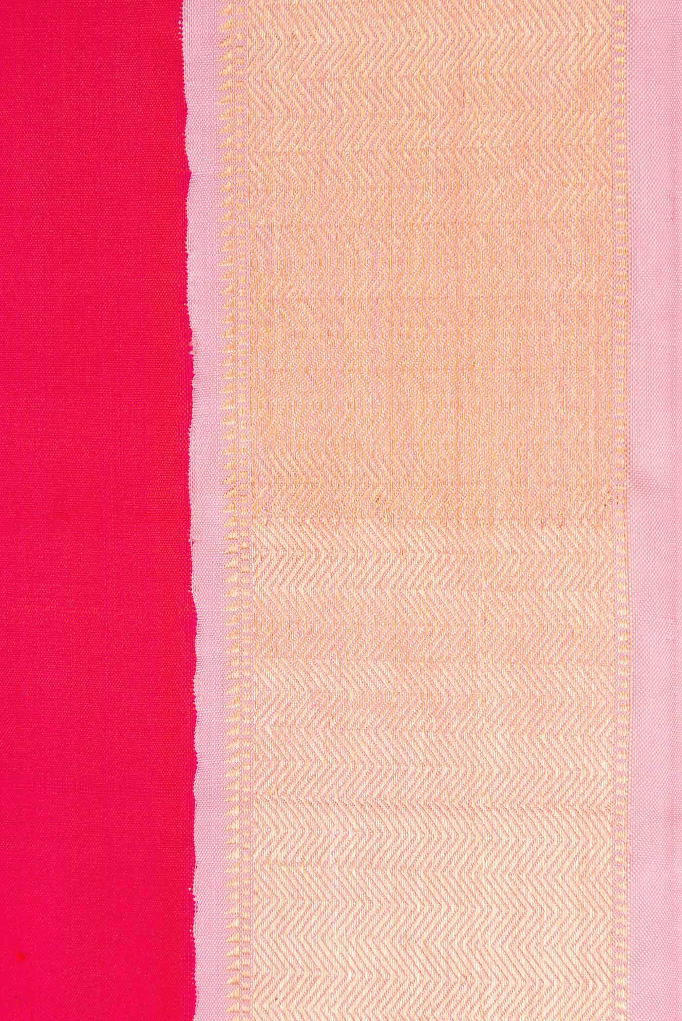 Border image of Dark Pink Dual Tone Kanjivaram Silk Saree with Plain Body and Zari Border. 