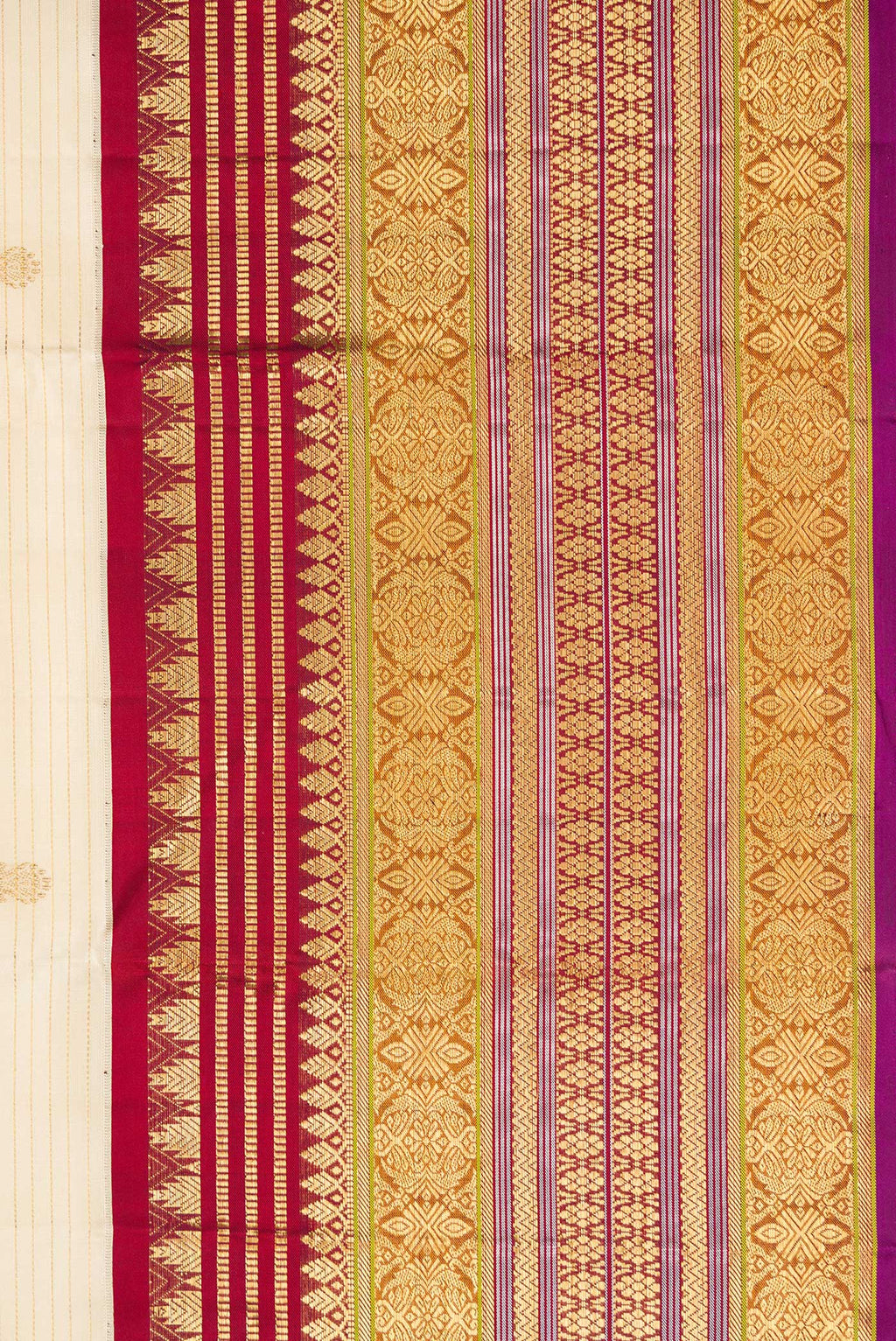 Border image of Sandal Dual Tone Kanchipuram Silk Saree with Zari Butta on the body and Zari Border. 