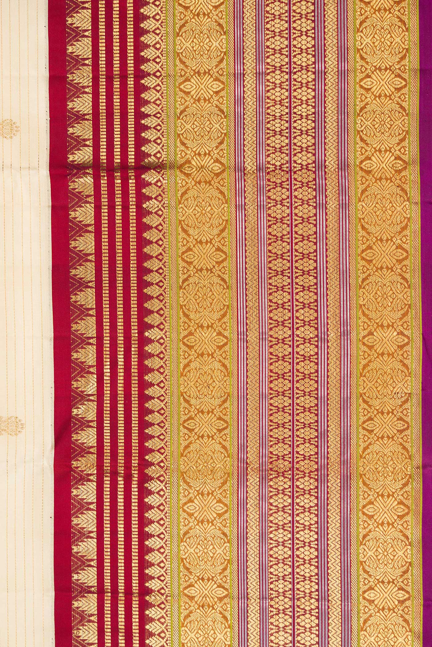 Border image of Sandal Dual Tone Kanchipuram Silk Saree with Zari Butta on the body and Zari Border. 