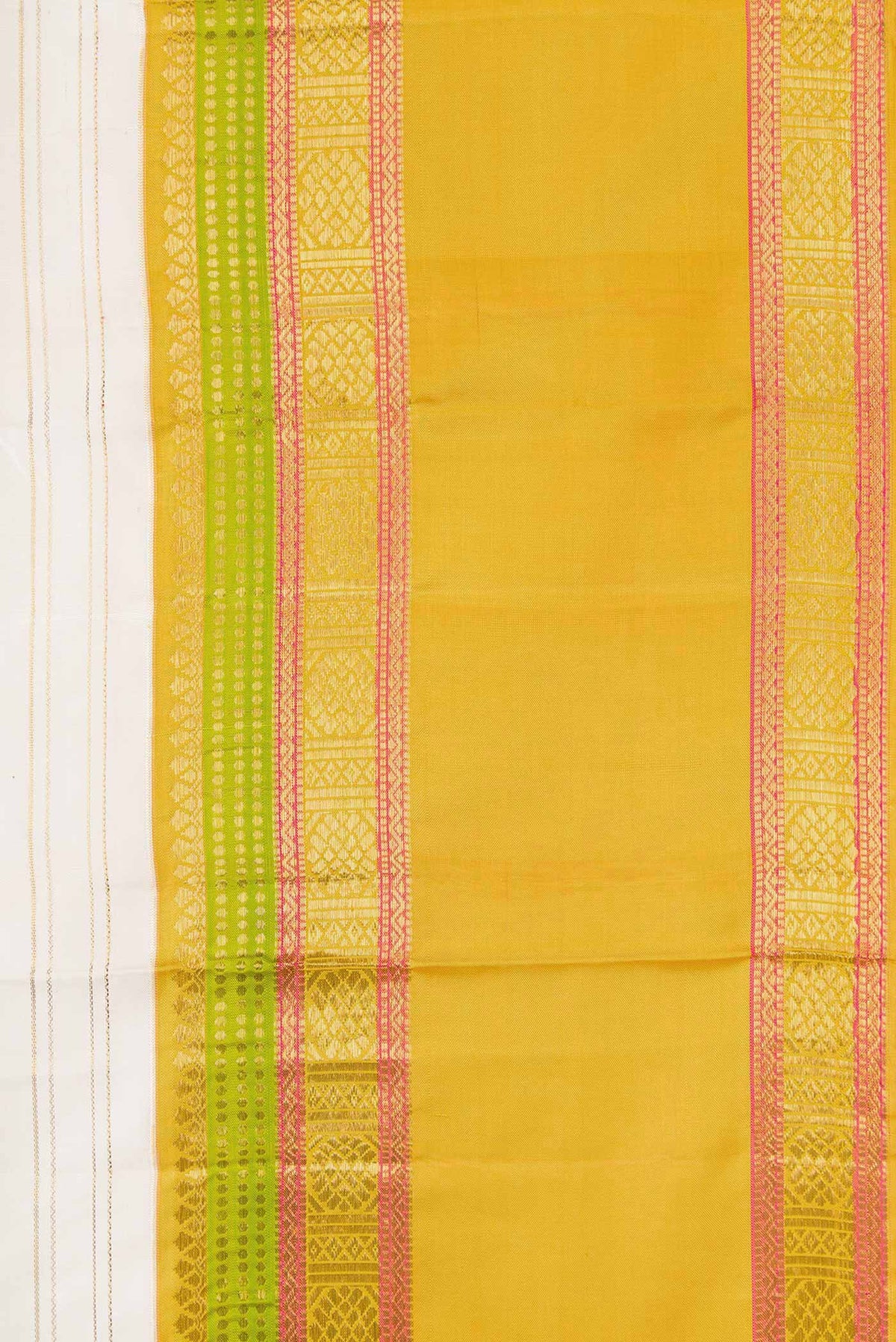 Border image of Pure Silk Pure Zari Off White Dual Tone Kanchipuram Saree with Stripes on the body and Zari Border