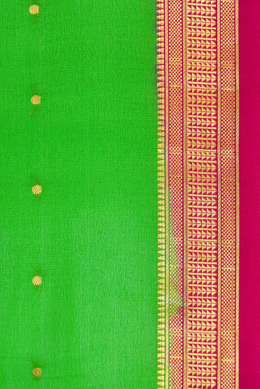 Border image of Parrot Green Dual Tone Mysore Crepe Saree with Zari Butta on the body and Zari Border