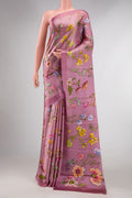 Pink Dual Tone Mysore Georgette SareePrinted design on the body and Plain Border displayed on a mannequin