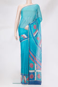 Sky Blue Kota Silk Saree with Checked design on the body and Thin Zari Line.  displayed on a mannequin
