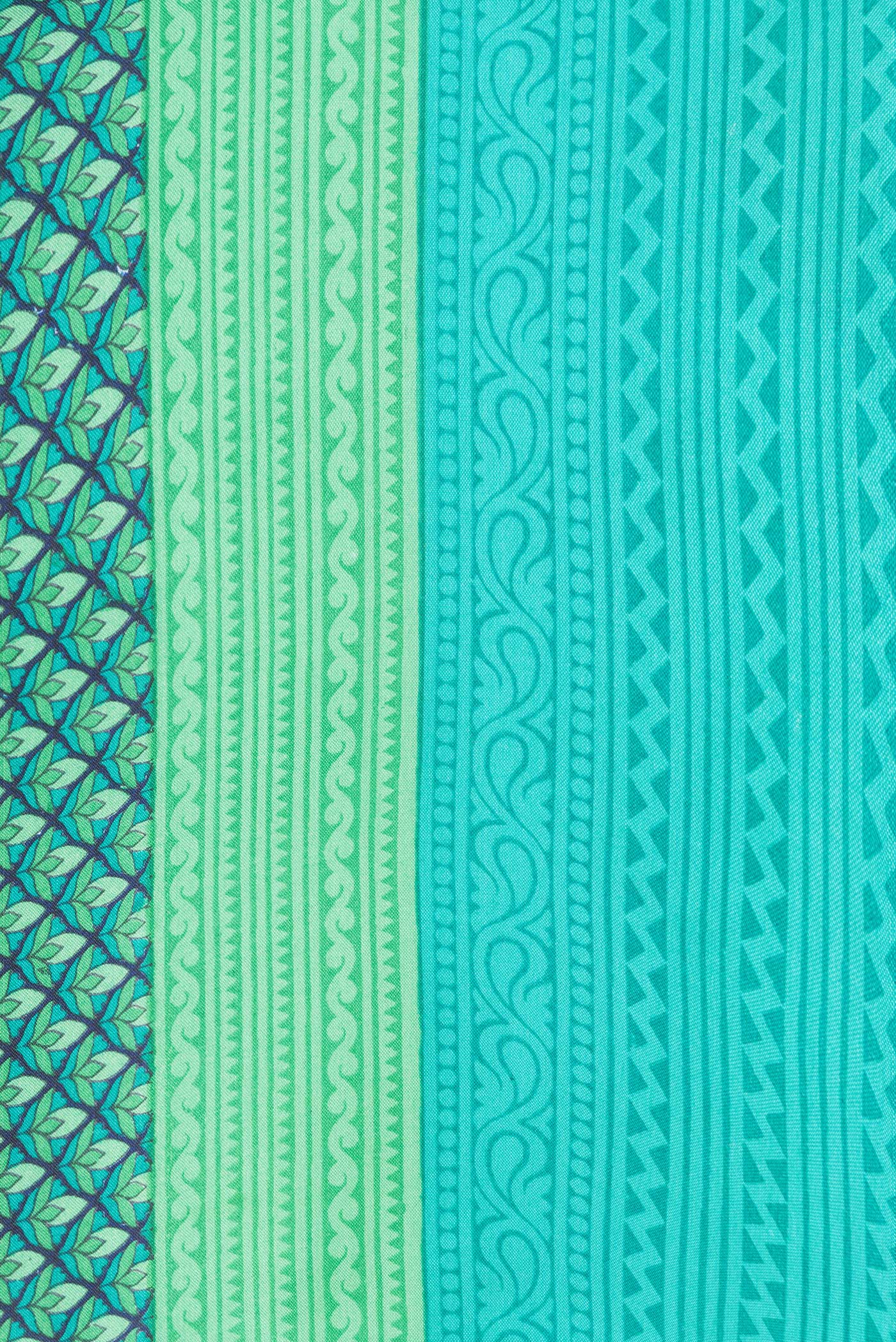 Border image of Peacock Blue Dual Tone Printed Silk Saree with Printed design on the body and Printed Border. 