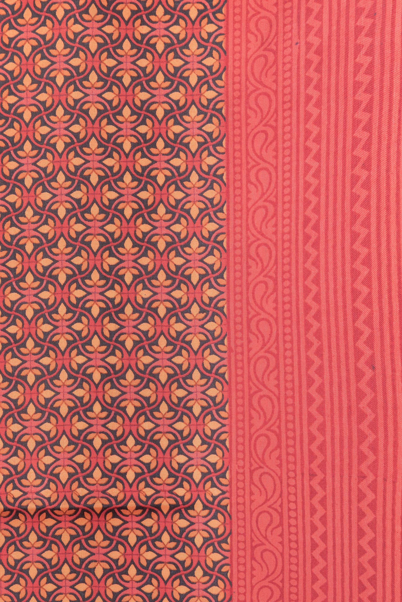 Border image of Red Dual Tone Printed Silk Saree with Printed design on the body and Printed Border. 