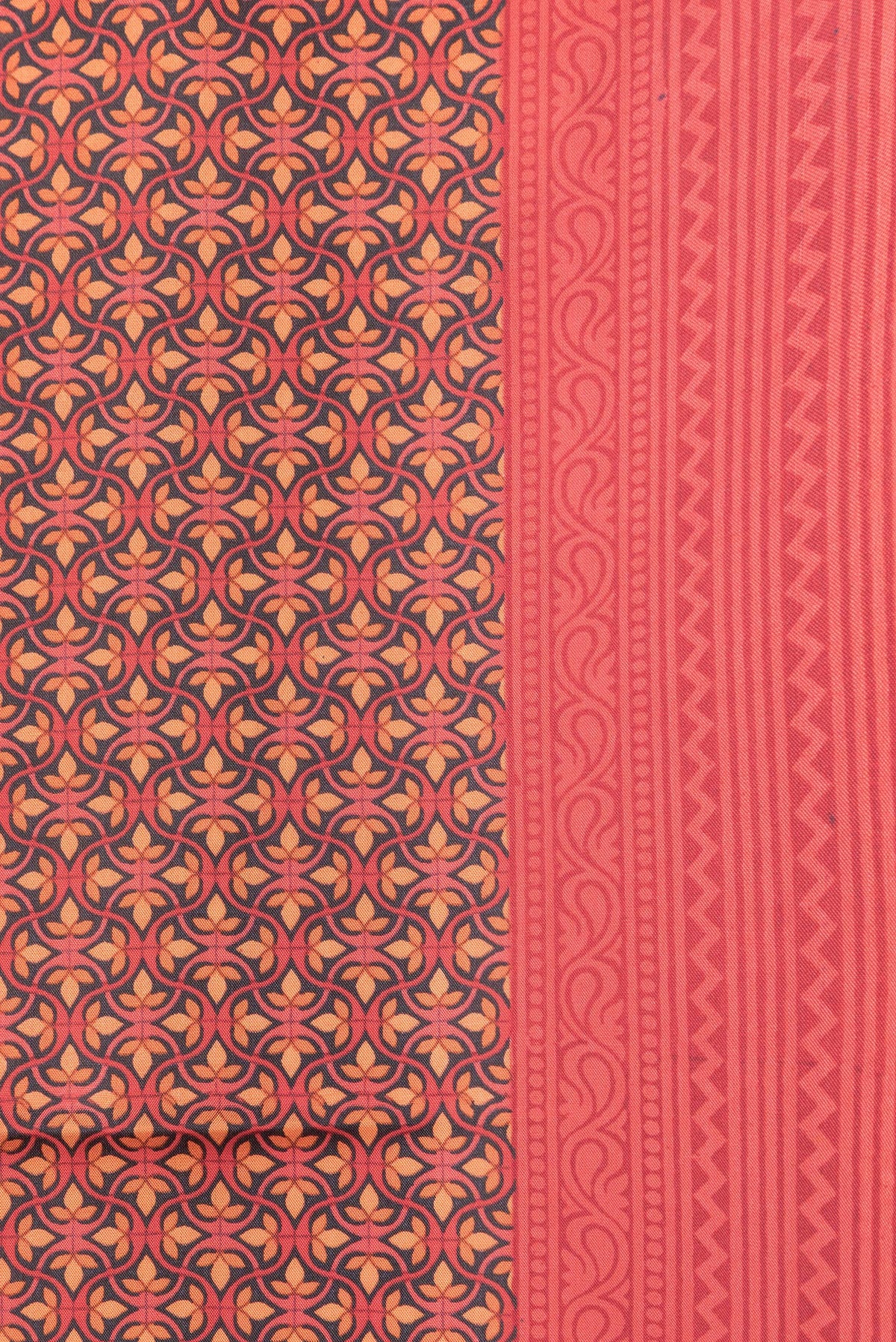 Border image of Red Dual Tone Printed Silk Saree with Printed design on the body and Printed Border. 